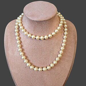 Vintage MONET Faux Pearl Necklace 24"